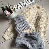 ❄️трендовий зимовий комплект : шапка та обьємний шарф