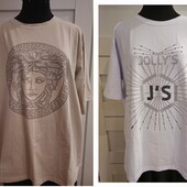 Шикарная новая футболка большого размера с камнями со стразами, хлопок, одна на выбор