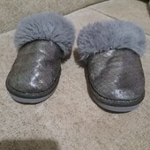 ❤️Брендовые серые меховые с напылением тёплые лёгкие тапочки❤️Англия.Стелька 24 см.Оригинал!!!!!