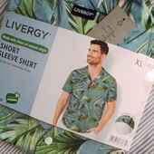 Чоловіча сорочка з коротким рукавом livergy муслін 100% viscose XL( 43/44)