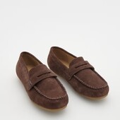 Натуральні замшеві мокасини темно коричневого кольору