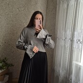 Стильовий, укорочений худі, рубчик, рукавички кльош на зав'язках ✨