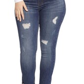 Стрейчивые джинсы с потертостями высокая посадка от F&F