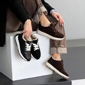 зимові кросівки натуральна замша/шкіра чорний, коричневий