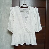 Новая брендовая коттоновая блуза из прошвы р.16