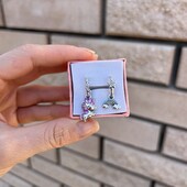 Срібні сережки з єдинорогом та веселкою s925