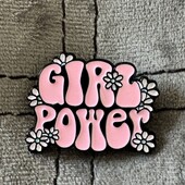 Пін значок Girl Power металевий з емаллю рожевий