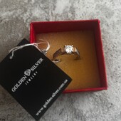 Каблучка, розмір 17,5 срібло 925 проба + золото, каміння цирконій