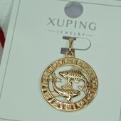 Великолепный кулон знак зодиака Рыбы. Позолота 585 пробы 18К.
