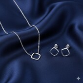 Срібний комплект Кольє+сережки