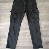 ✓Джогеры с накладными карманами рванки пот 37/43