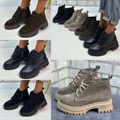 36-41 рр черевики на платформі натуральна замша/шкіра чорний, шоколад, капучино.