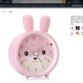 Будильник с мультяшными заячьими ушками без тиканья , обучающие часы для детей