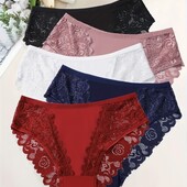 Лот-5шт! Набір шикарних зручних трусиків з мереживом XXL