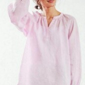 Льняна блуза в пастельно рожевому кольорі р.хл
