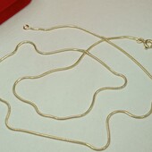 Красивая цепочка 55 см, плетение Снейк. Позолота 585 пробы 18К.