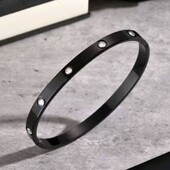 Браслет жорсткий чорний, медсталь, циркони