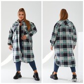 Теплая длинная рубашка оверсайз больших размеров
