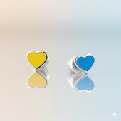 Патріотичні сережки сердечка з емалью