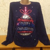 Тёплый пушистый мягкий свитер новогодний