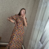 Воно дуже красиве, квітковий принт, плаття Міді, з розрізом ✨Без дефектів