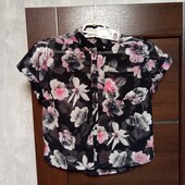 Розпродаж!!! Брендовая новая красивая шифоновая укороченная блуза р.12.