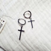 Серебряные круглые серьги с крестиками Проба 925