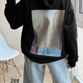 Трендовий худі у чорному кольорі на флісі