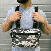 Класна тактична нагрудна сумка піксель. Сумка спінінгіста