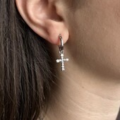 Срібні сережки хрестики з цирконом 925