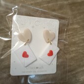 Сережки гвоздики конвертики з сердечками