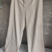 Преміум бренд вкорочені бежеві брюки з суміші льону та бавовни