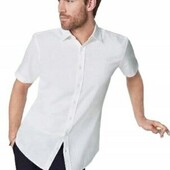 Чоловіча лляна сорочка на короткий рукав біла Esmara M,L