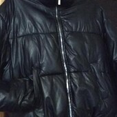 Модна шкіряна куртка пуфер s-м зимова оверсайз