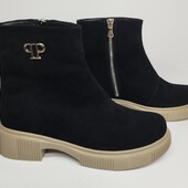 Зимові чоботи черевики натуральна замша 38р 24,5см ботинки зима