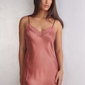 ✅ Шовкові сліпи з тонкою лямкою, прикрашеною мереживом на v-подібному вирізі та низу l/xl