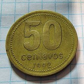 Монета Аргентини 50 сентаво 1992