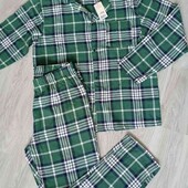 Esmara men  фланелевая мужская пижама цвет зелёный клетка размер евро 52/54