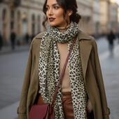 Леопардовий шарф палантин, 170х75 см