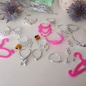 Прикраси для барбі. 5шт кольє, корона, сережки, браслет, вішаки