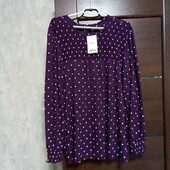 Новая брендовая трикотажная вискозная блуза с длинным рукавом р.22.