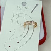 Монокаффа с дорожкой фианитов. Позолота 585 пробы 18К.