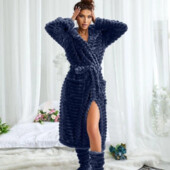 Теплый женский махровый халат шарпей с капюшоном. Смотрите замеры