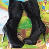 Шкіряні нубук замш високі жіночі чоботи на шпільке , на підборах. Кожаные нубук замш высокие женские