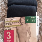 3 шт. Женская майка на тоненьких брительках от Esmara, L, рубчик