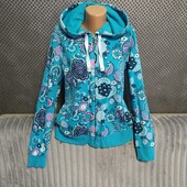 Женская тепленькая кофта/ толстовка с капюшоном на молнии, р.42(евро)