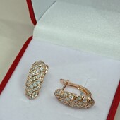 Бесподобные серьги с белыми фианитами.Позолота 585 пробы РО.