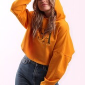 Жіноча вкорочена толстовка гірчичного кольору h&m