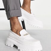 Шикарні нові лофери asos uk12 30см білі, на платформі