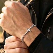Браслет ланцюжок на руку, з хрестом, розп'яттям, оберіг, медсталь